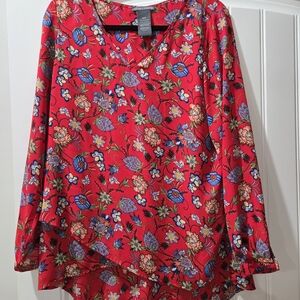 Chelsea & Theodore Red Floral Blouse
